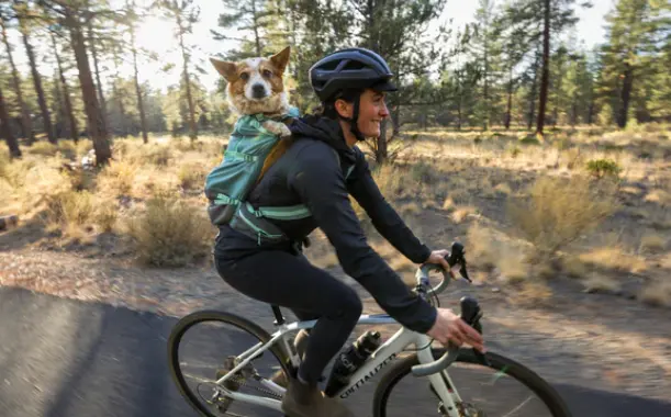 Cycling and carrying your dog with Ruffwear Hitch Hiker Backpack Dog Carrier