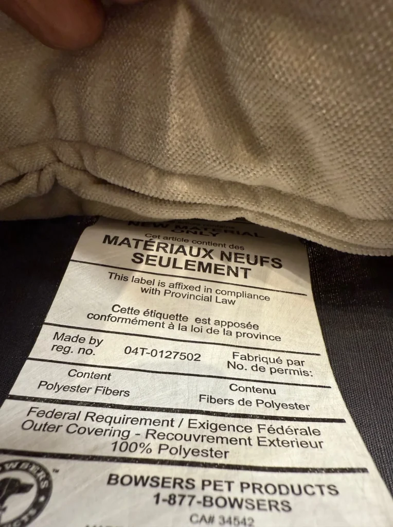 Best Dog Beds in Canada: How to Choose the Right Bed for Your Dog 60 Bowser Dog Bed Product Label