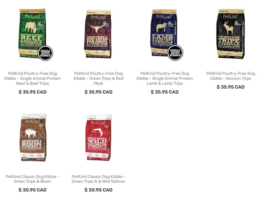 Petkind Tripe Dry grain free dog kibble line