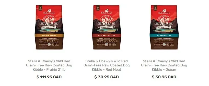 Stella & Chewy's Wild Red Coated Grain free & legume free Dog kibble at Moonlight Natural Pet Store