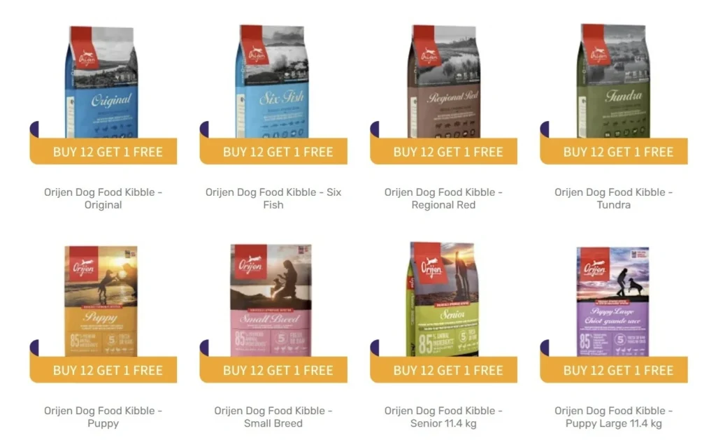 Best Grain-Free Dog Kibble in Canada (2026 Data-Driven Review) 54 Orijen grain free dog kibble line at Moonlight Natural Pet Store